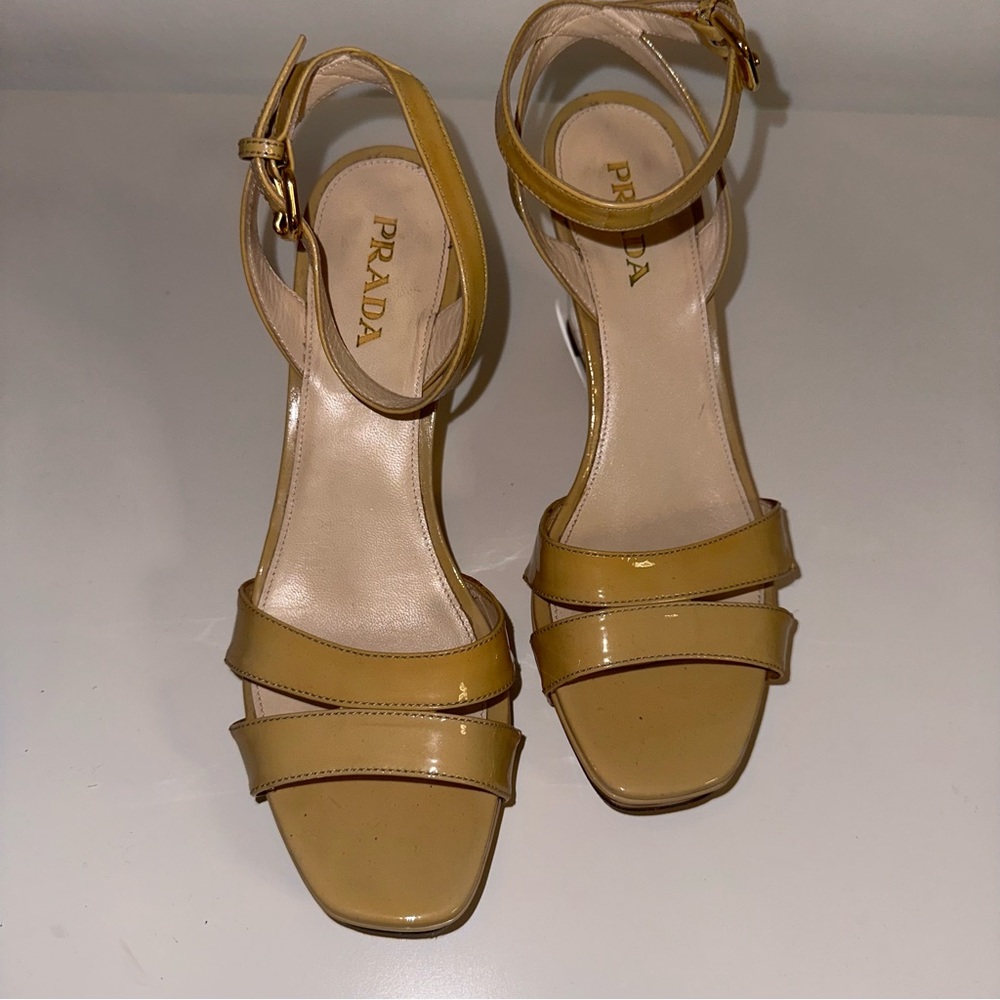 Prada Nude Wedge Heels 38